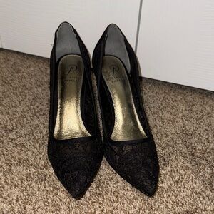 Adrianna Papell Black Lace Heels